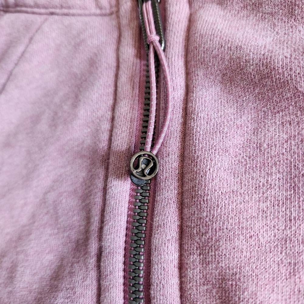 Lululemon Heathered Velvet Dust Pink Cotton Fleece Scuba Hoodie Women's Size 6 - Picture 4 of 8